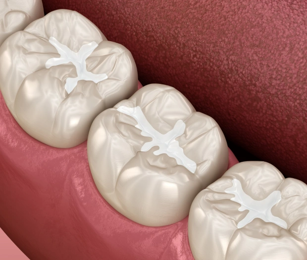 Dental sealants protecting molars from cavities and tooth decay