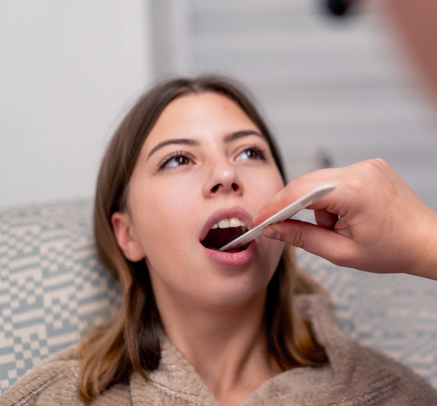 Oral cancer screening performed during a preventive dental examination